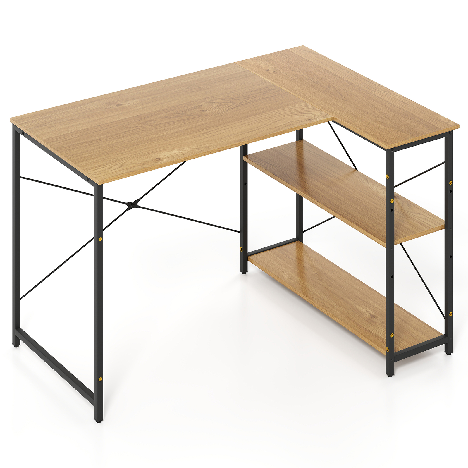 L-kujuline arvutilaud ümberpööratav nurgalaud reguleeritava riiuliga ruumisäästlik kirjutus- ja õppimislaud naturaalne