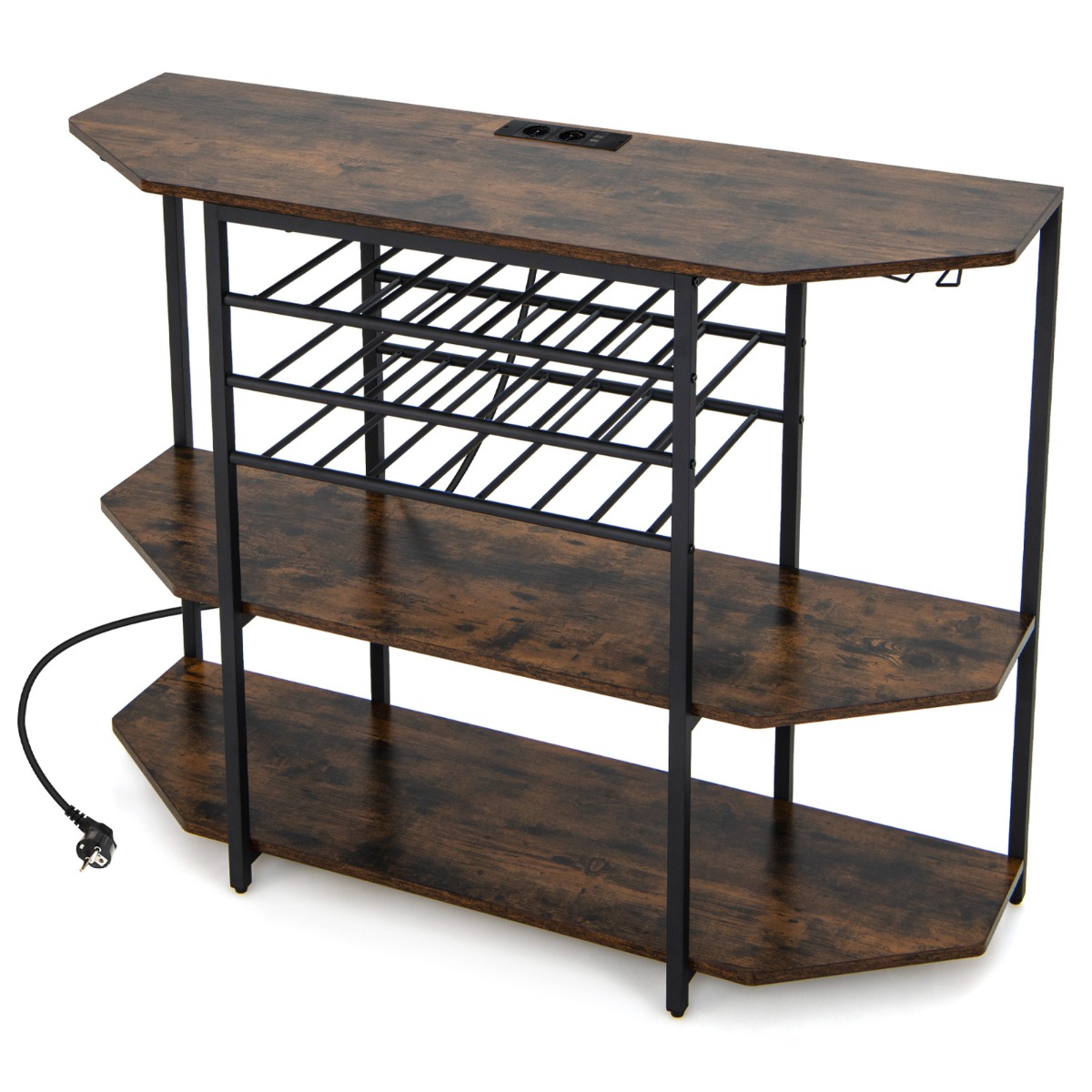 3-astmeline pistikupesadega tööstuslik veiniriiul