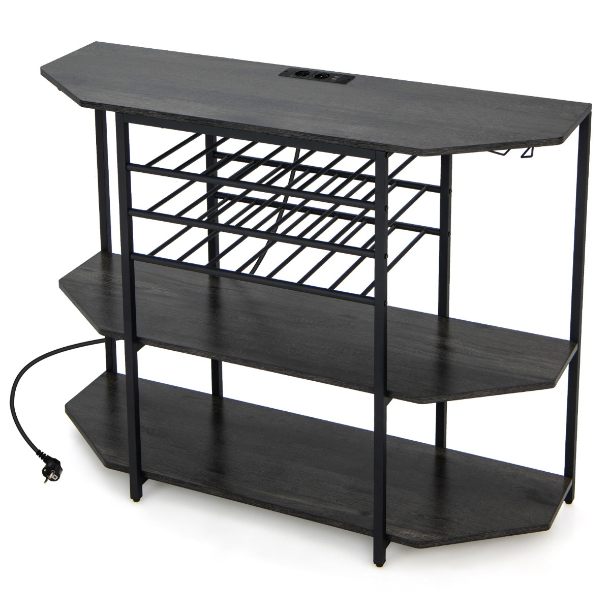 3-astmeline pistikupesadega tööstuslik veiniriiul