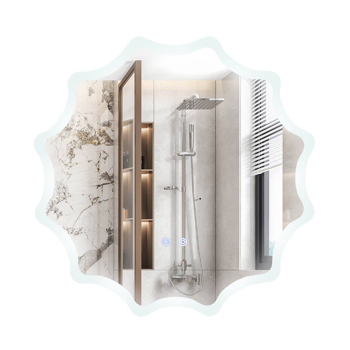 Vannitoa peegel koos uduvastase peegliga soojenduslaine disain LED peegel seinapeegel 60 x 60 cm