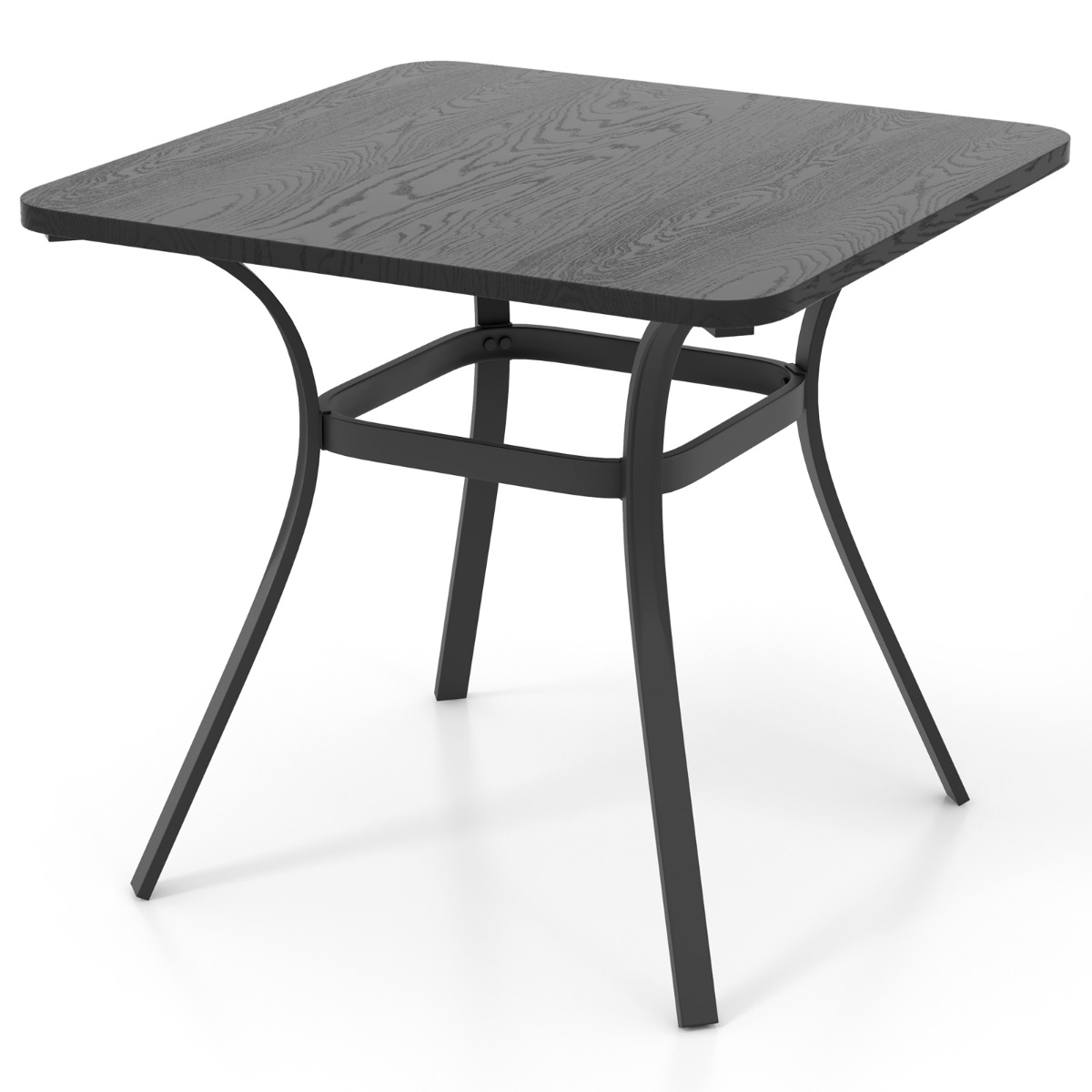 Puiduimitatsiooniga töötasapinnaga neljakohaline aialaud ruudukujuline terrassilaud ja rõdulaud (80 x 80 x 73 cm) hall