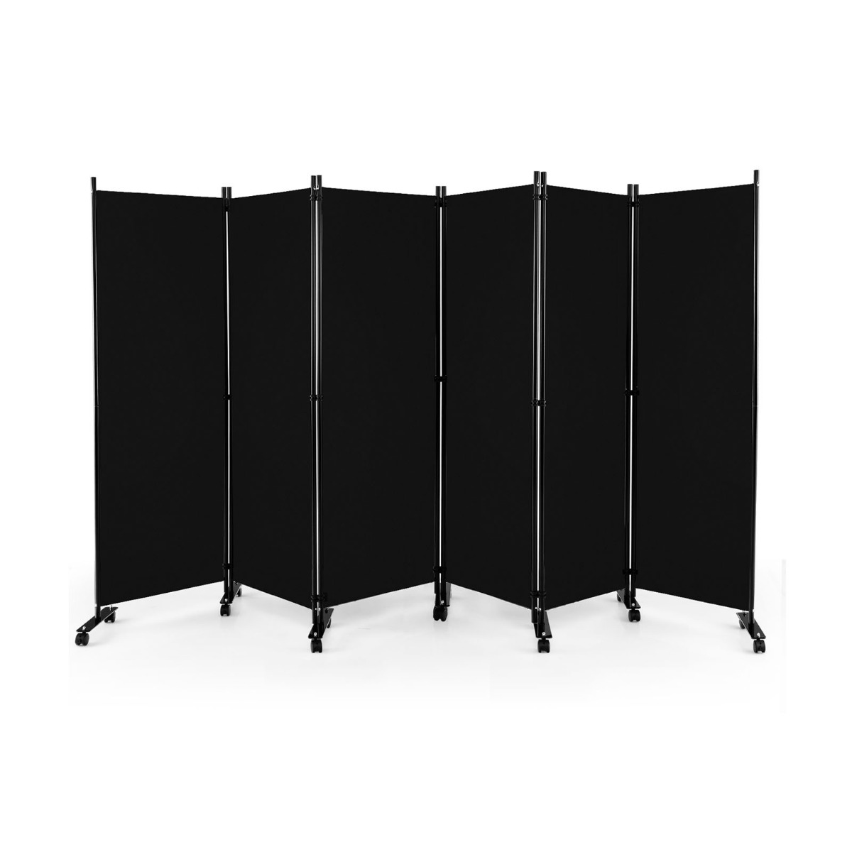 6-paneelne ratastega ruumijaotur 183 cm must