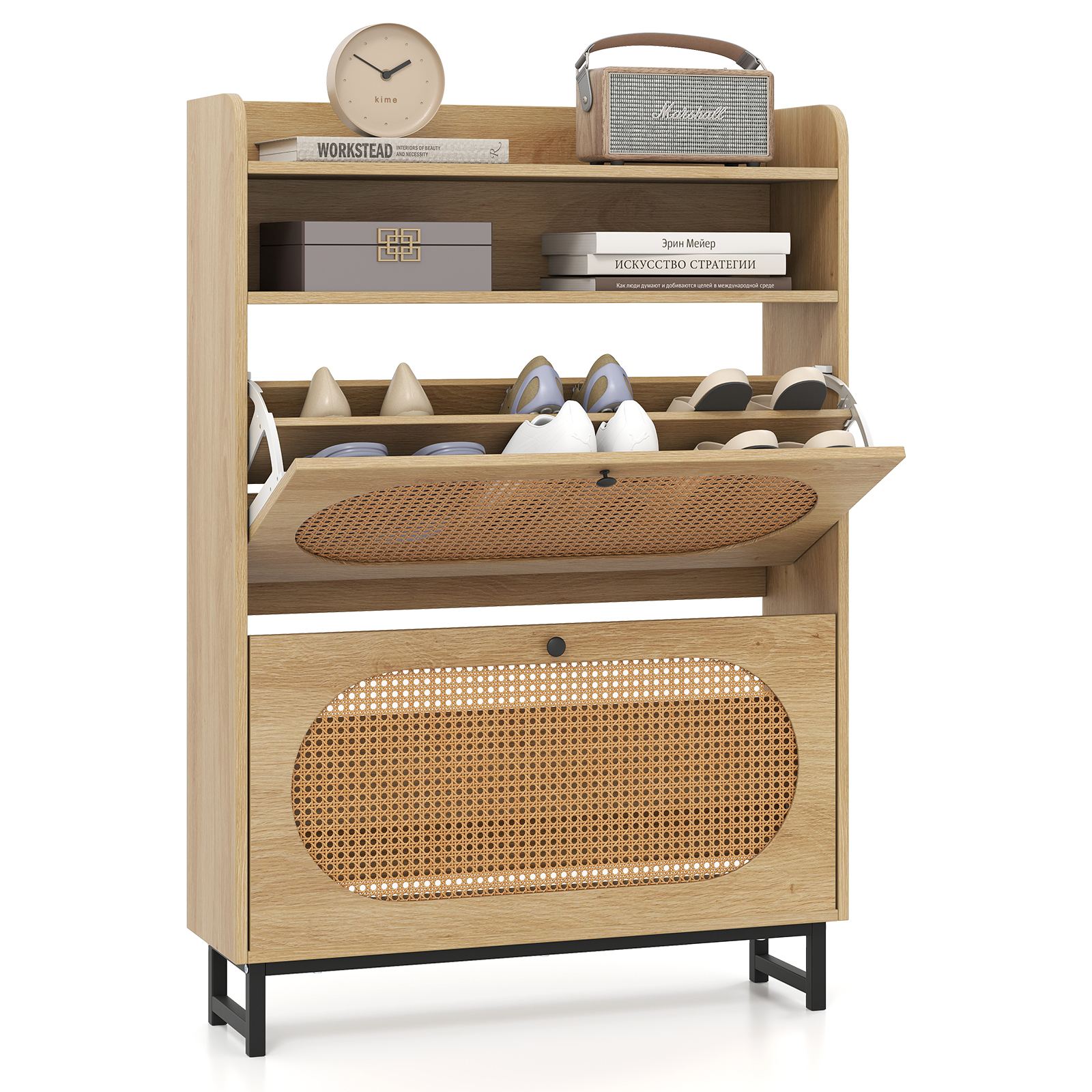 Kingakapp 2 klapitava sahtliga iseseisev kingaorganisaator rotanguksustega ja metalljalgadega naturaalne