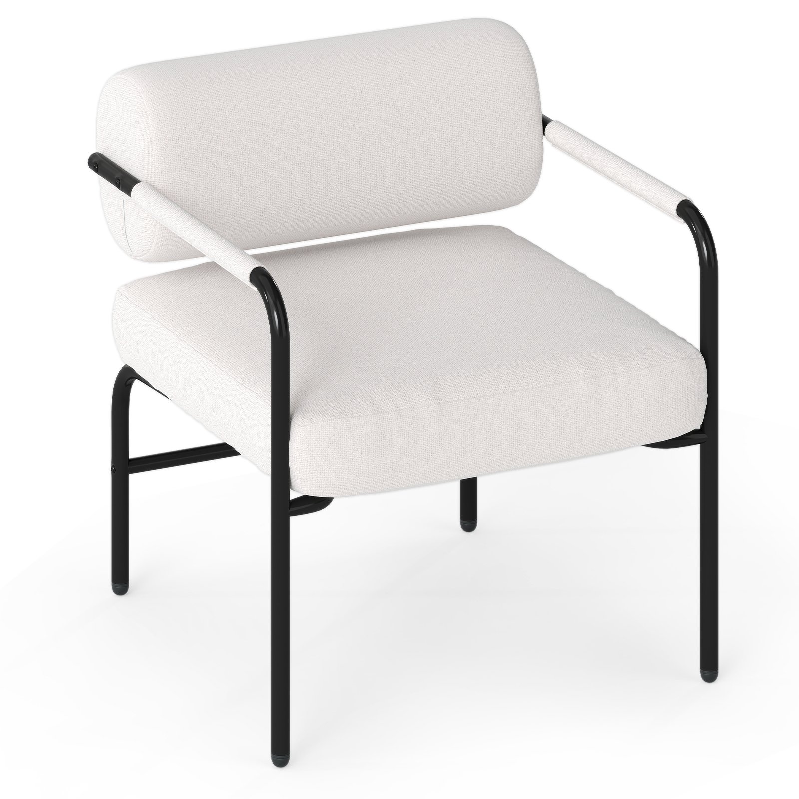 Modernne sametist polsterdatud tugitool valge