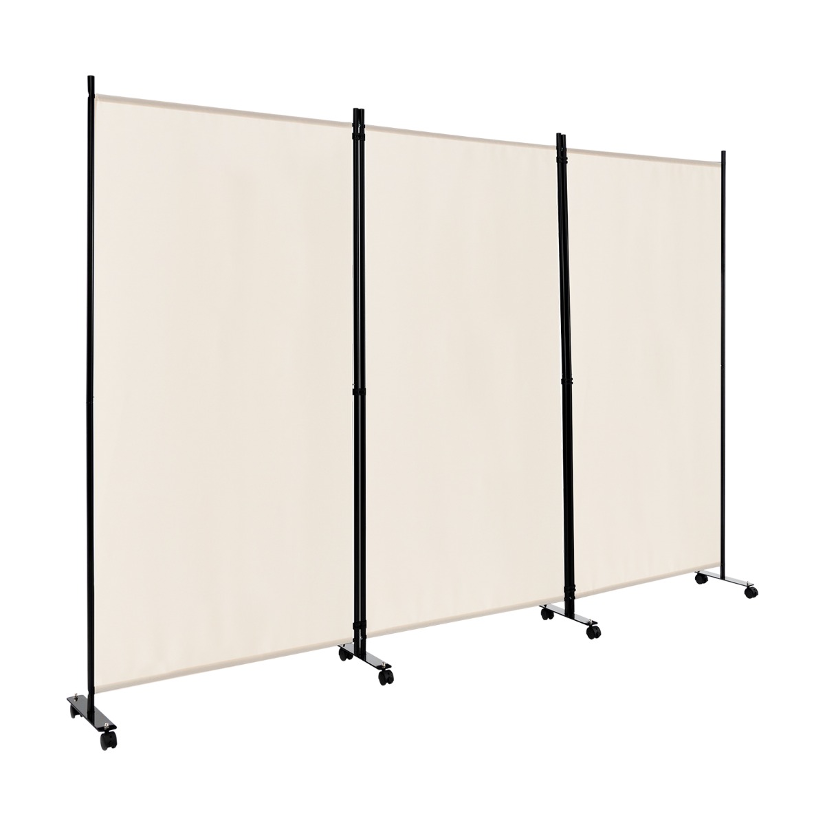 180 cm ratastel ruumijagaja Kokkupandav ekraan 3 vabalt kombineeritava paneeliga beež