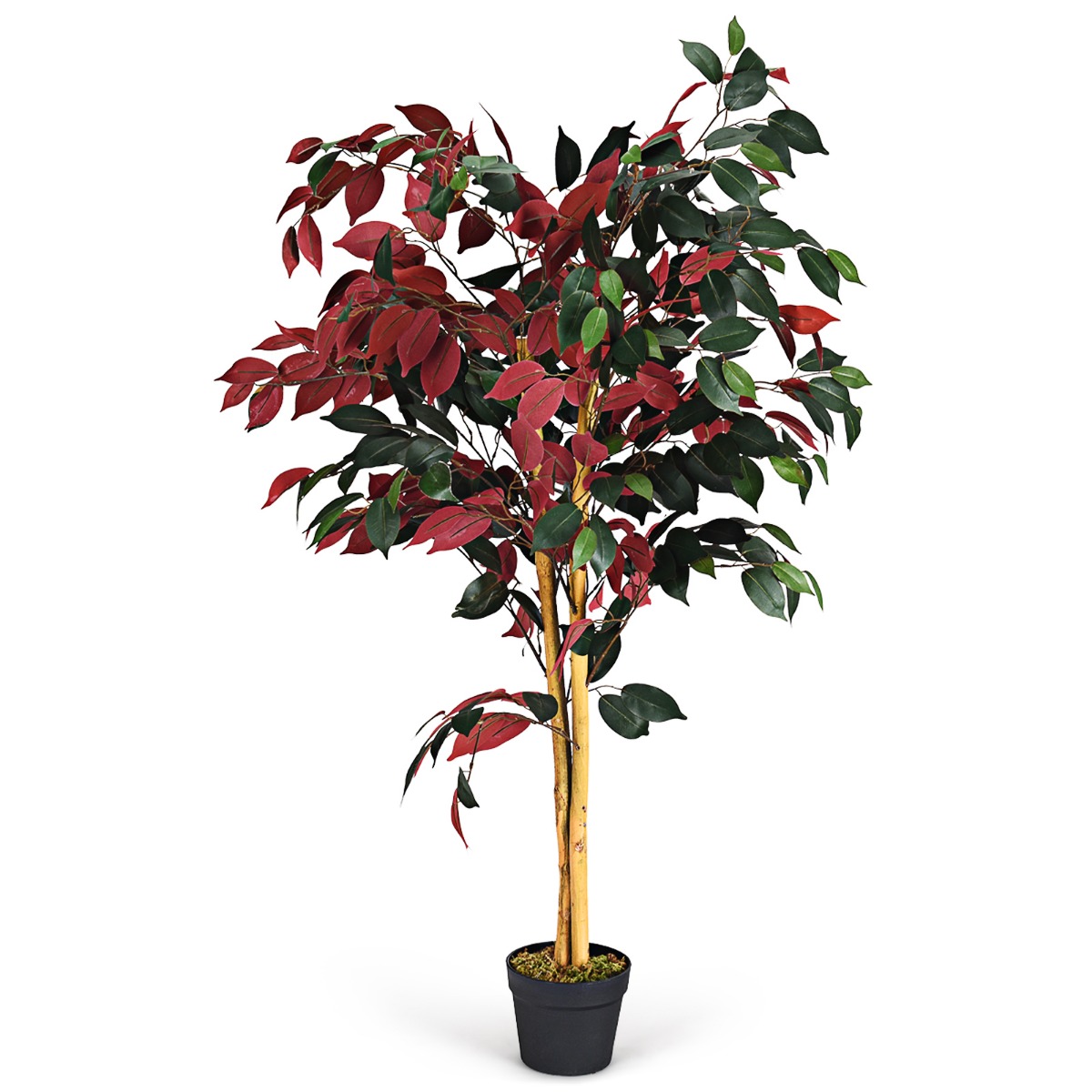 Suur kunstlik viigipuu (Ficus) potis, realistlik ja tihe roheline kunsttaim (kõrgus 120 cm)
