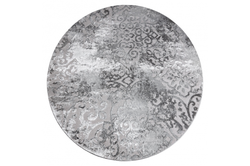 Reljeef ümmargune ornamentmustriga vaip – hall