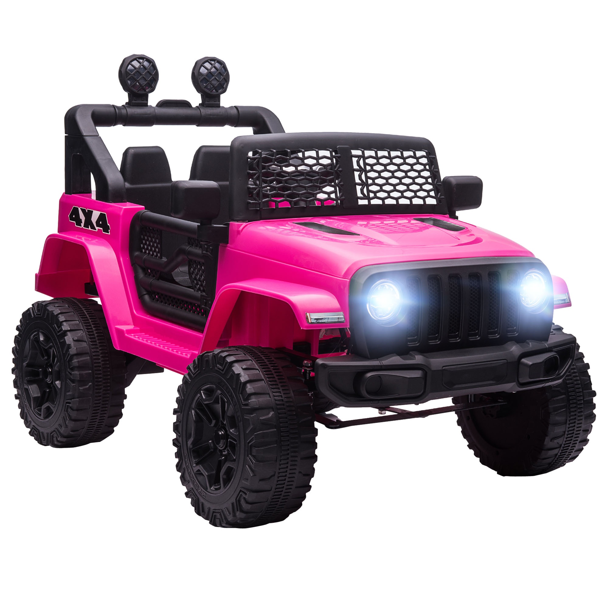 Laste elektriauto 12V elektriline pealesõiduauto puldiga, 2 mootorit, LED-signaal, lastele vanuses 3-6 aastat, 100x65x72 cm, roosa