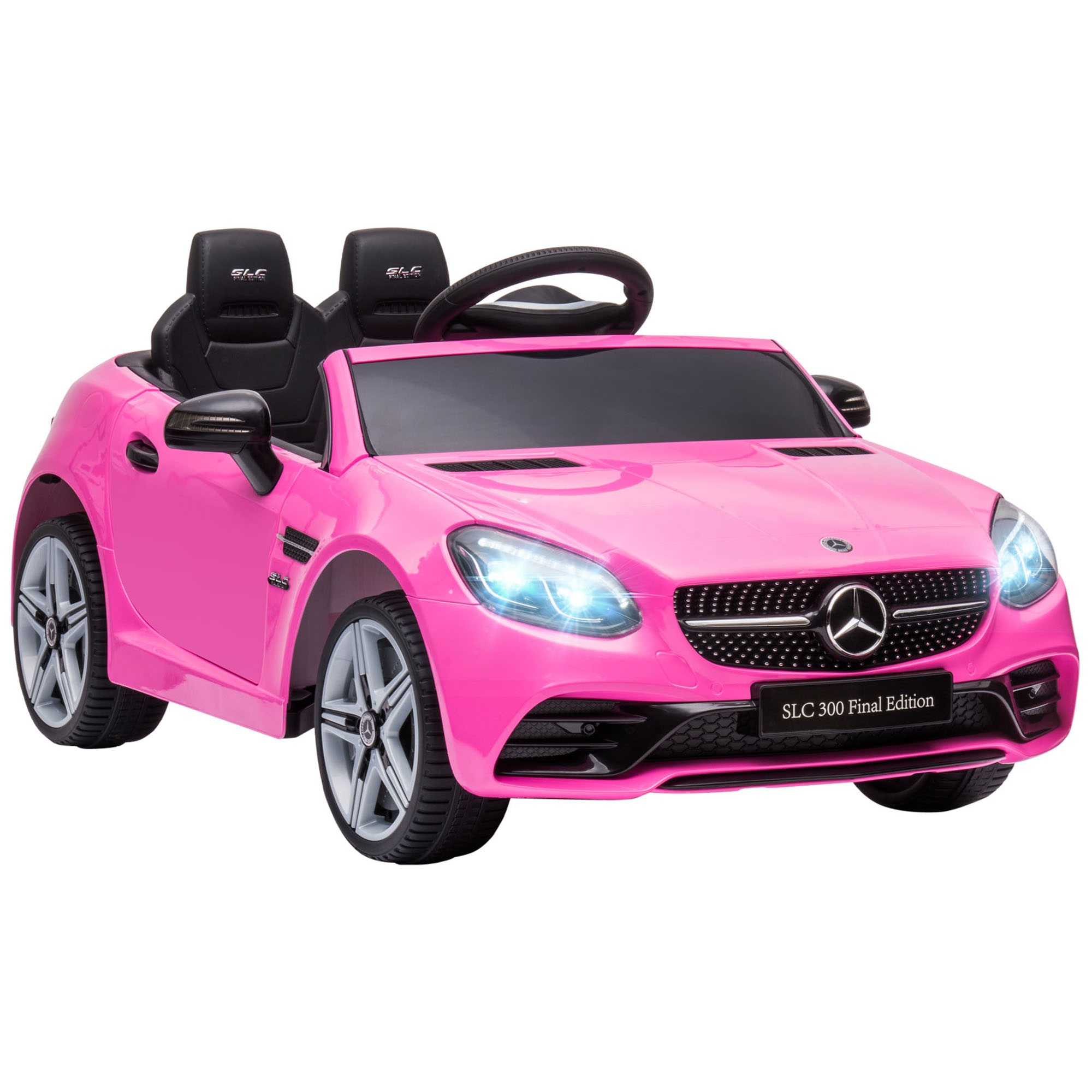 Laste elektriauto, LED-esitulede, turvavöö, signaali ja muusikaga, 3–5 km/h, roosa, 107 x 62,5 x 44 cm
