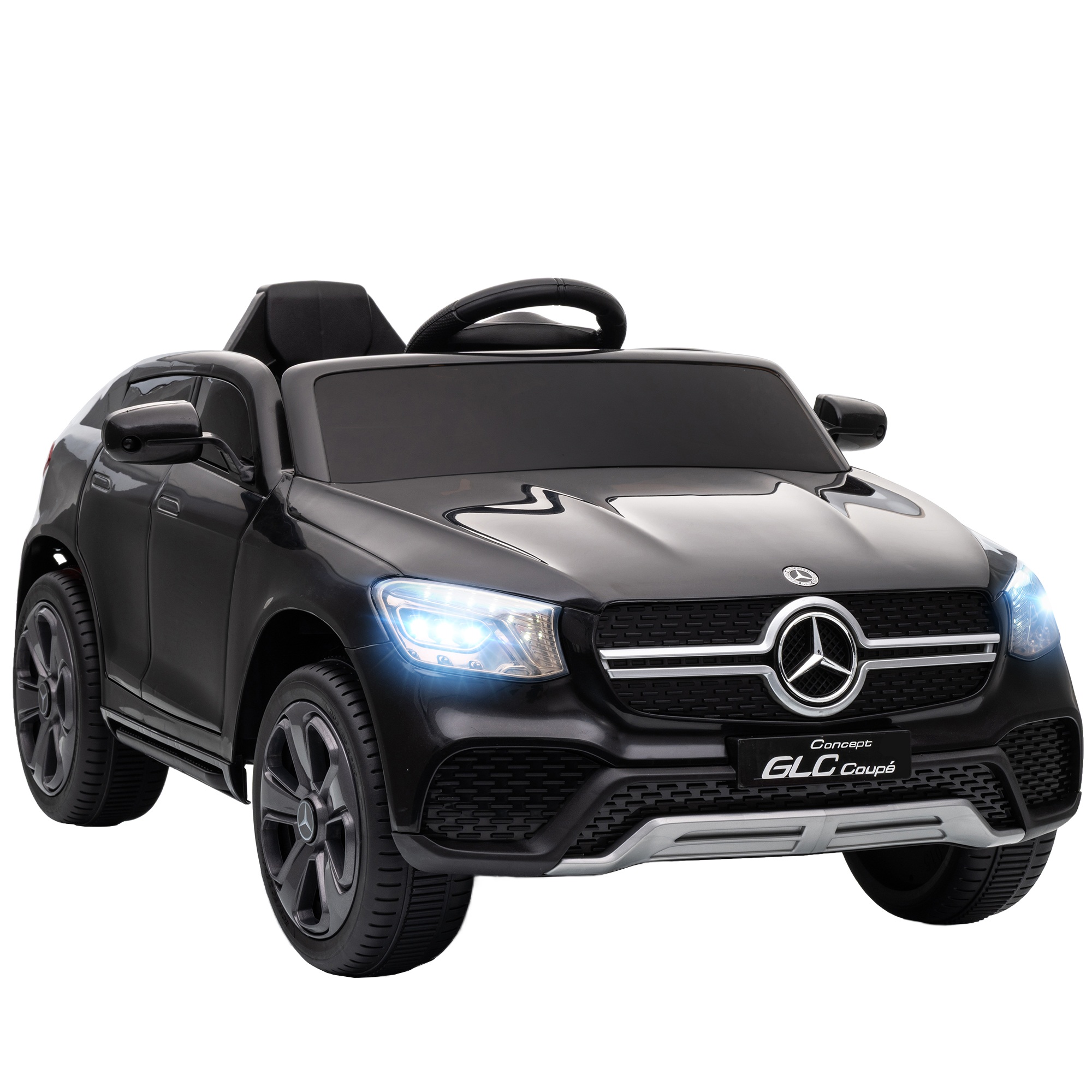 Elektriauto lastele, 12V lasteauto puldiga, LED-tuled, muusika, 3 kiirust, 3-6 aastat, must