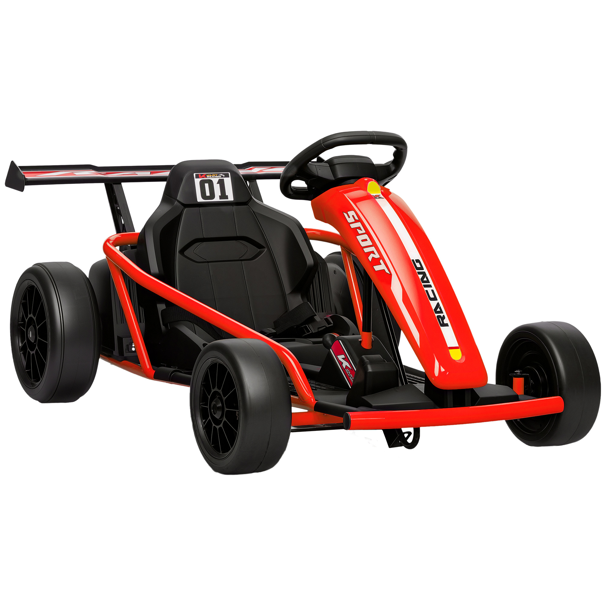 24V elektriline gokart sõitmiseks ja driftimiseks, nailonrehvid, turvavöö, signaal, muusika, vanusele 8-12, punane