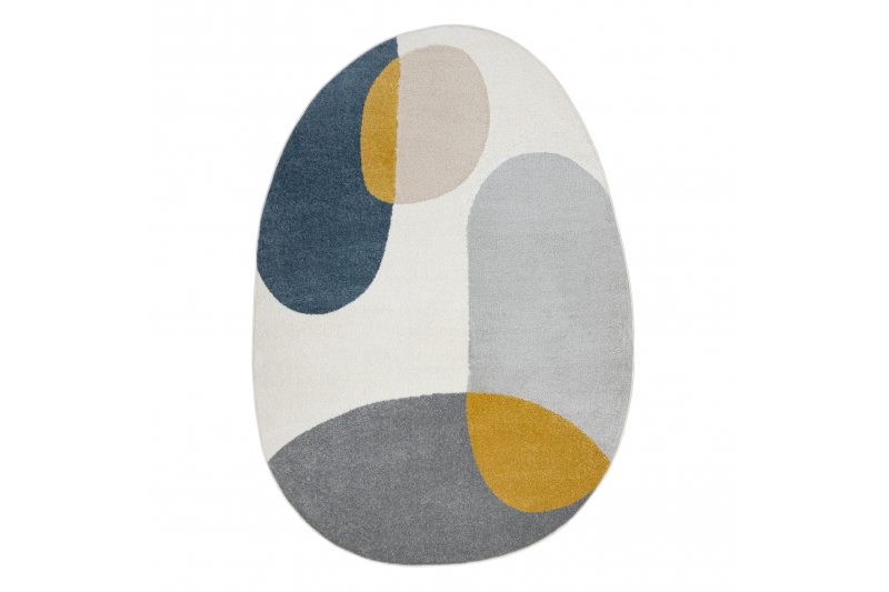 Värvipõim geomeetrilise mustriga vaip – valge, helehall ja kuldne
