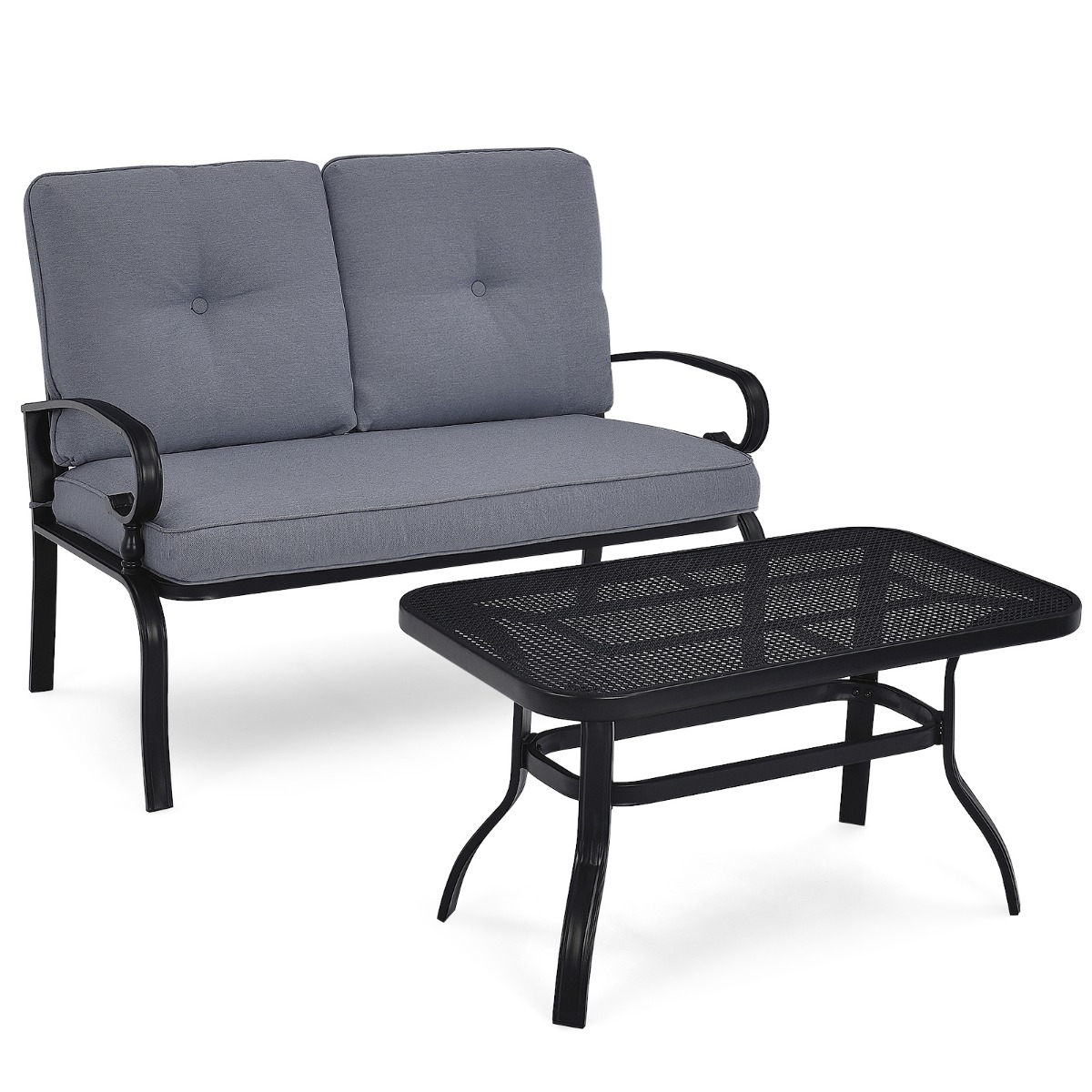 2-kohaline aiapink hallide patjadega diivanilauaga