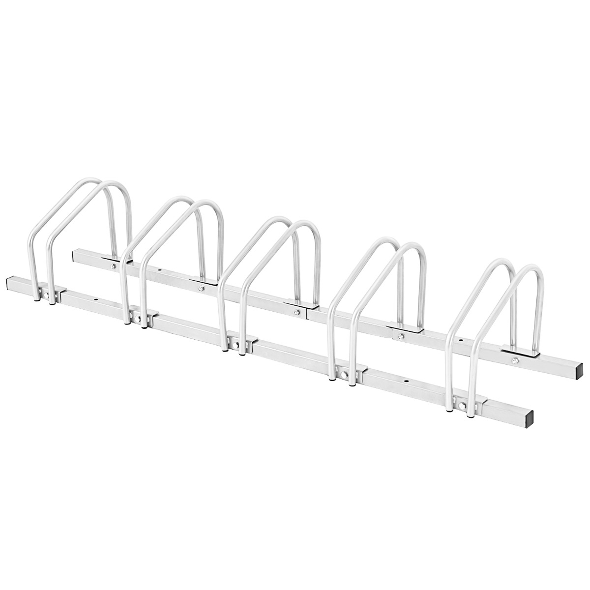 Jalgrattahoidja põrandahoidik jalgrattaparkla 5 jalgrattale hõbedane