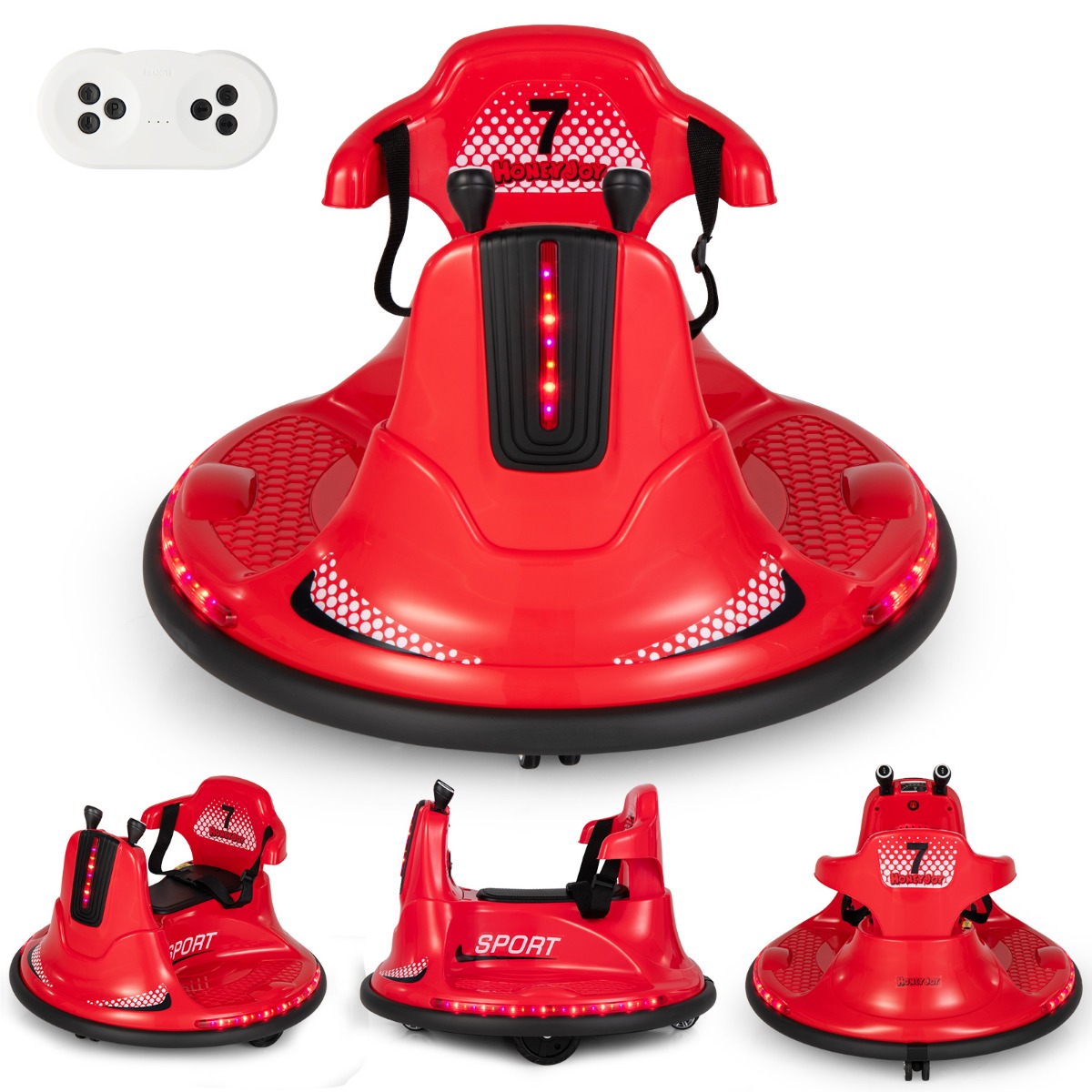 6V laste põrkeraua auto 360 kraadi pööramine muusikaga