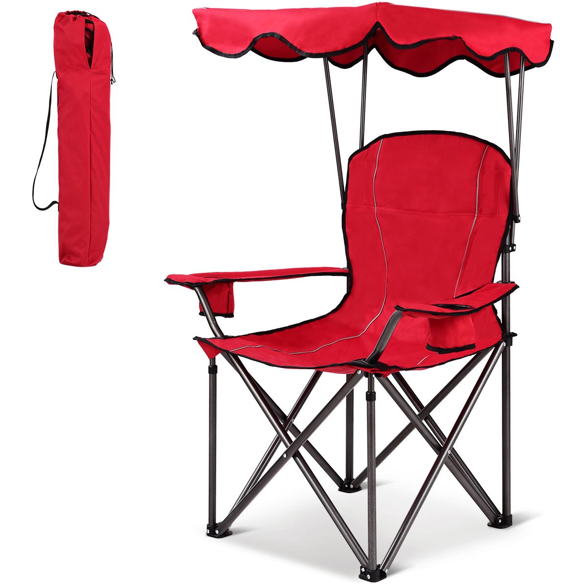 Kokkupandav kalastustool joogihoidjaga Patio Beach Campingile 96,5 x 67,5 x 130 cm punane