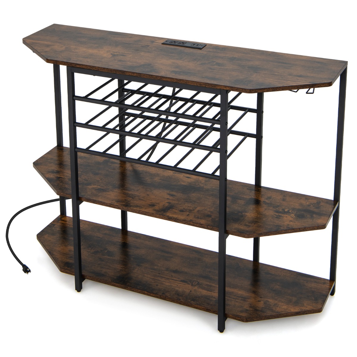 3-astmeline pistikupesadega tööstuslik veiniriiul