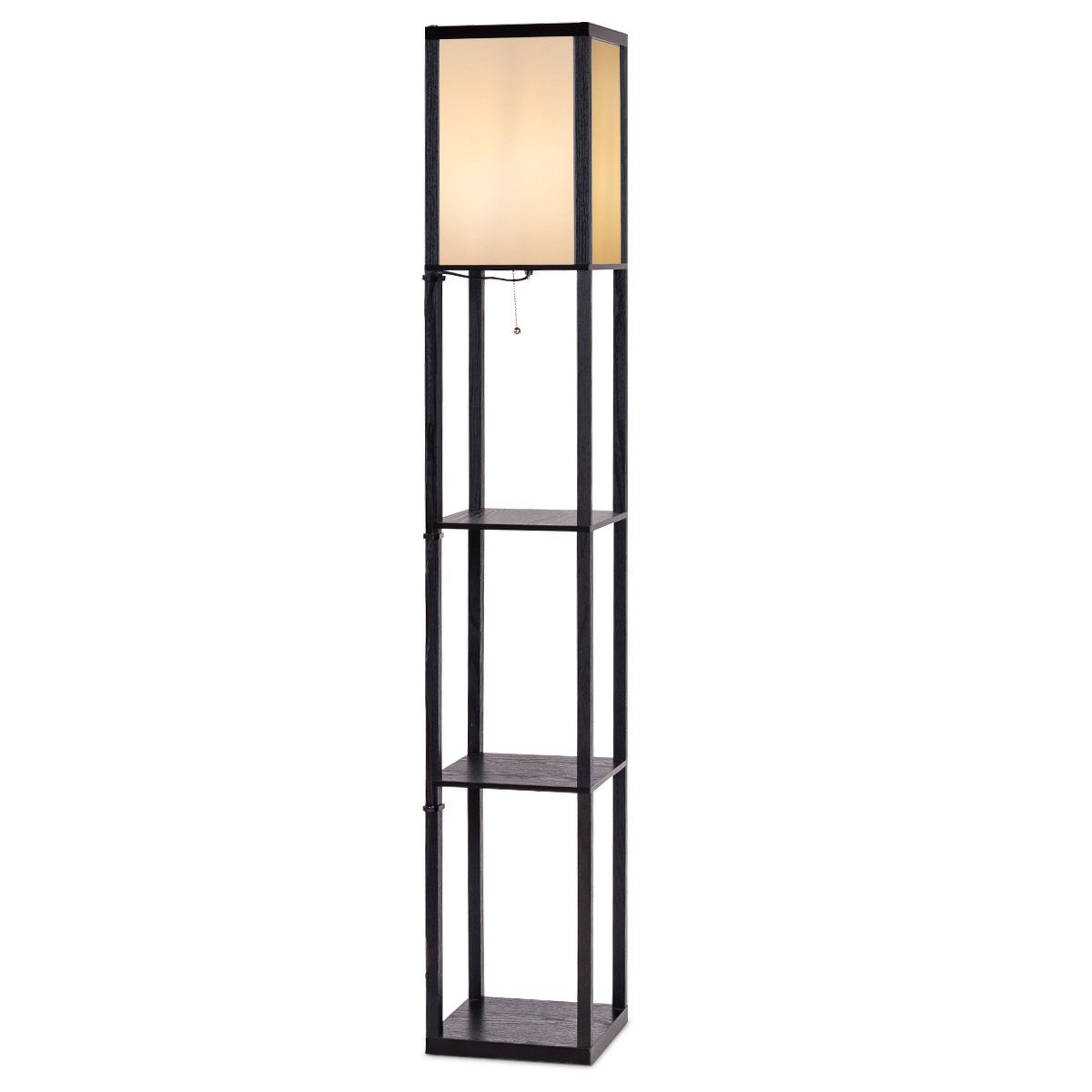 3-tasandiline põrandavalgusti riiul Moodne põrandavalgusti põrandalamp 26 x 26 x 160 cm must