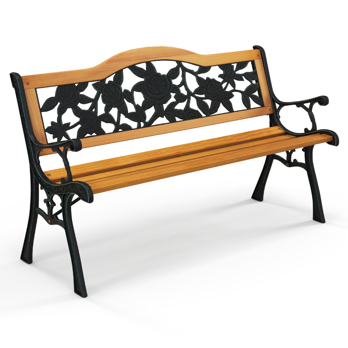 Ilmastikukindel käetugedega puidust aiapink ja mugav kaheistmeline rõdupink (126 x 52 x 76 cm), naturaalne