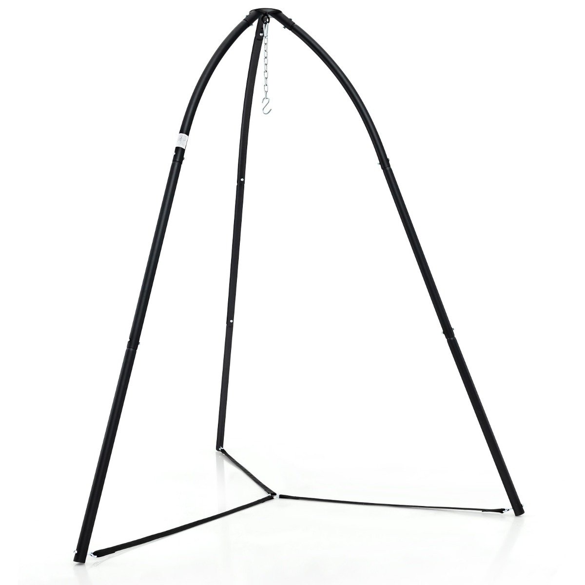 Kolmjalaga stabiilne metallraam ja universaalne riputuskonks ripptoolile ning võrkkiigele (200x218 cm kuni 200 kg) must