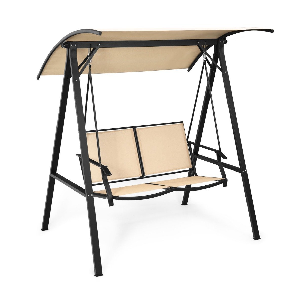 Hollywoodi reguleeritava katusega kiik 2-kohaline aiakiik 152 x 112 x 165 cm beež