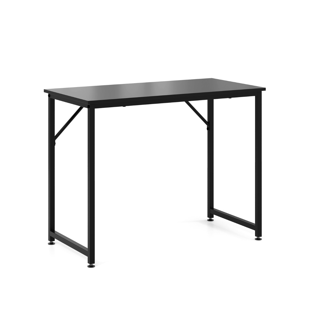 Arvutilaud reguleeritavate jalapatjadega, kompaktne arvutilaud, laud, 100 x 50 x 77 cm, must