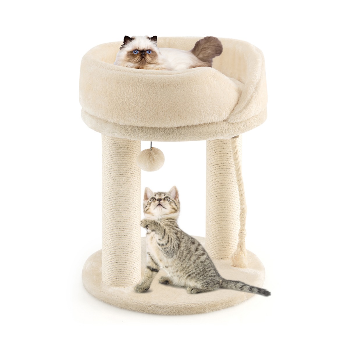 Pehme istme sisaltorniga kassikraapimispost kassidele beež