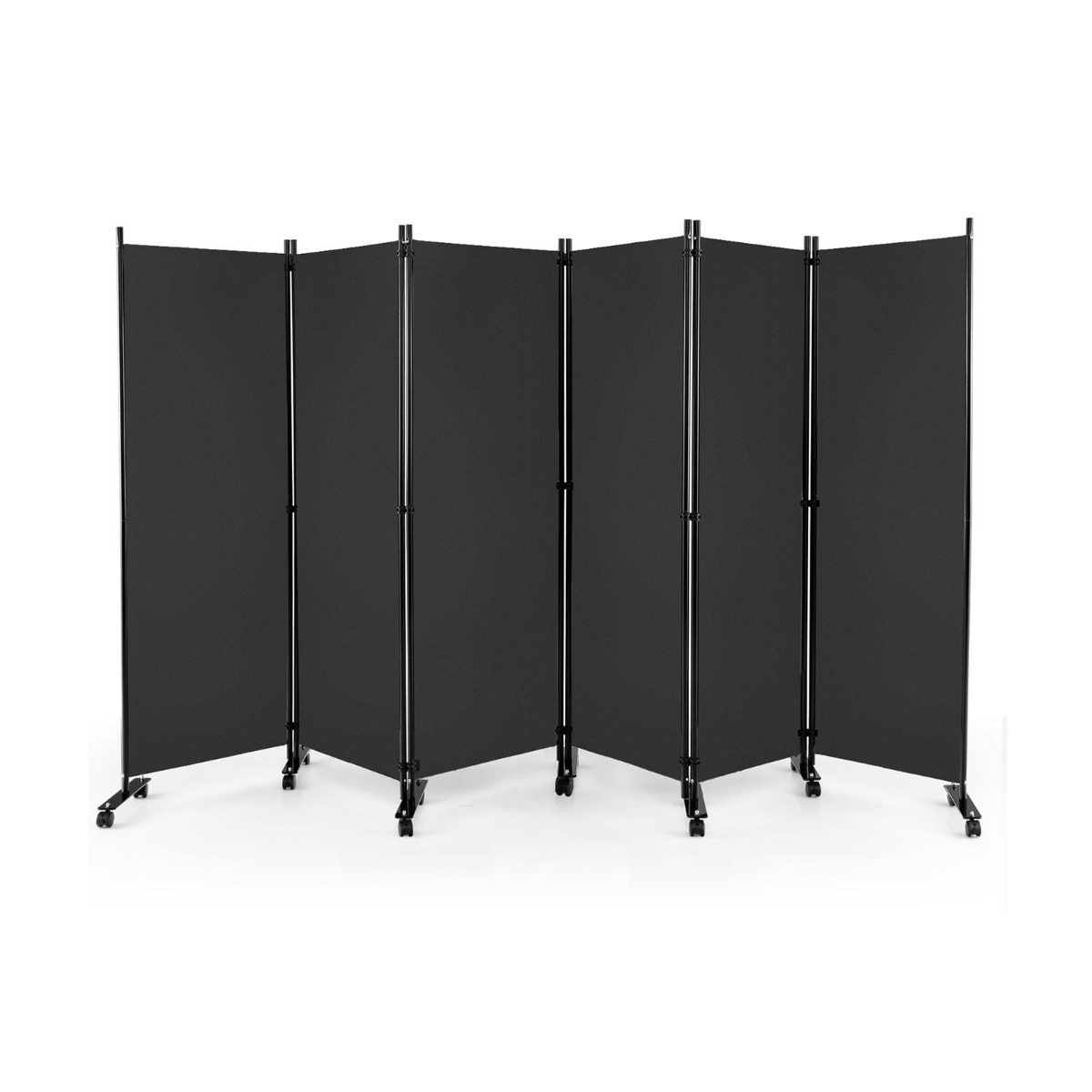 6-osaline kokkupandav ruumijagaja 172 cm kõrge privaatsusega ekraan lukustatavate ratastega hall