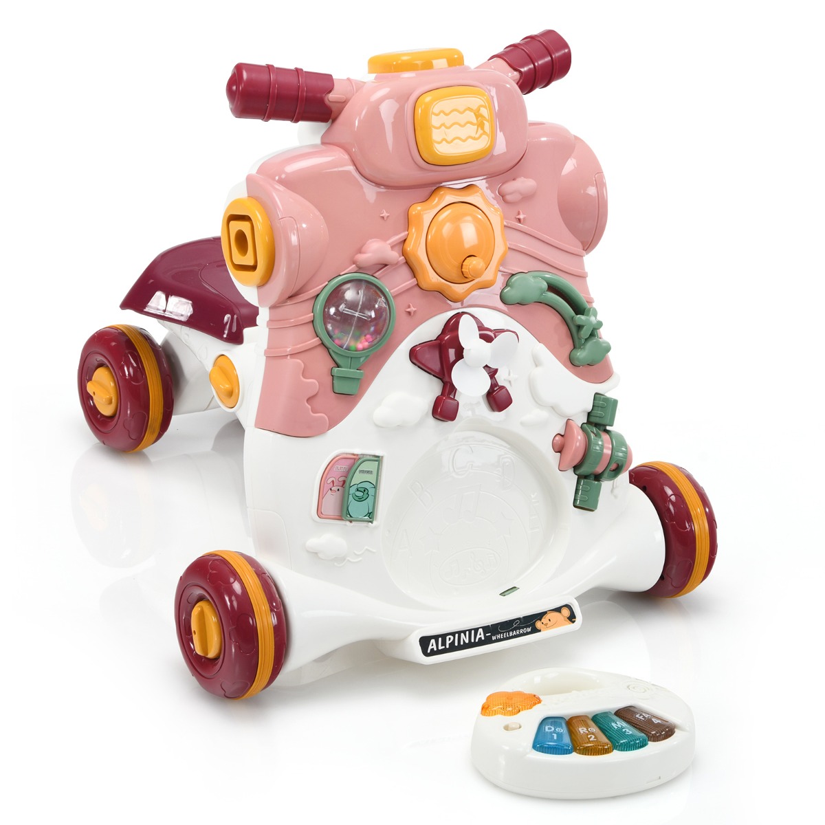 Kolm-ühes seisev jalutuskäru väikelastele Baby Walker 46 x 46 x 46 cm, roosa