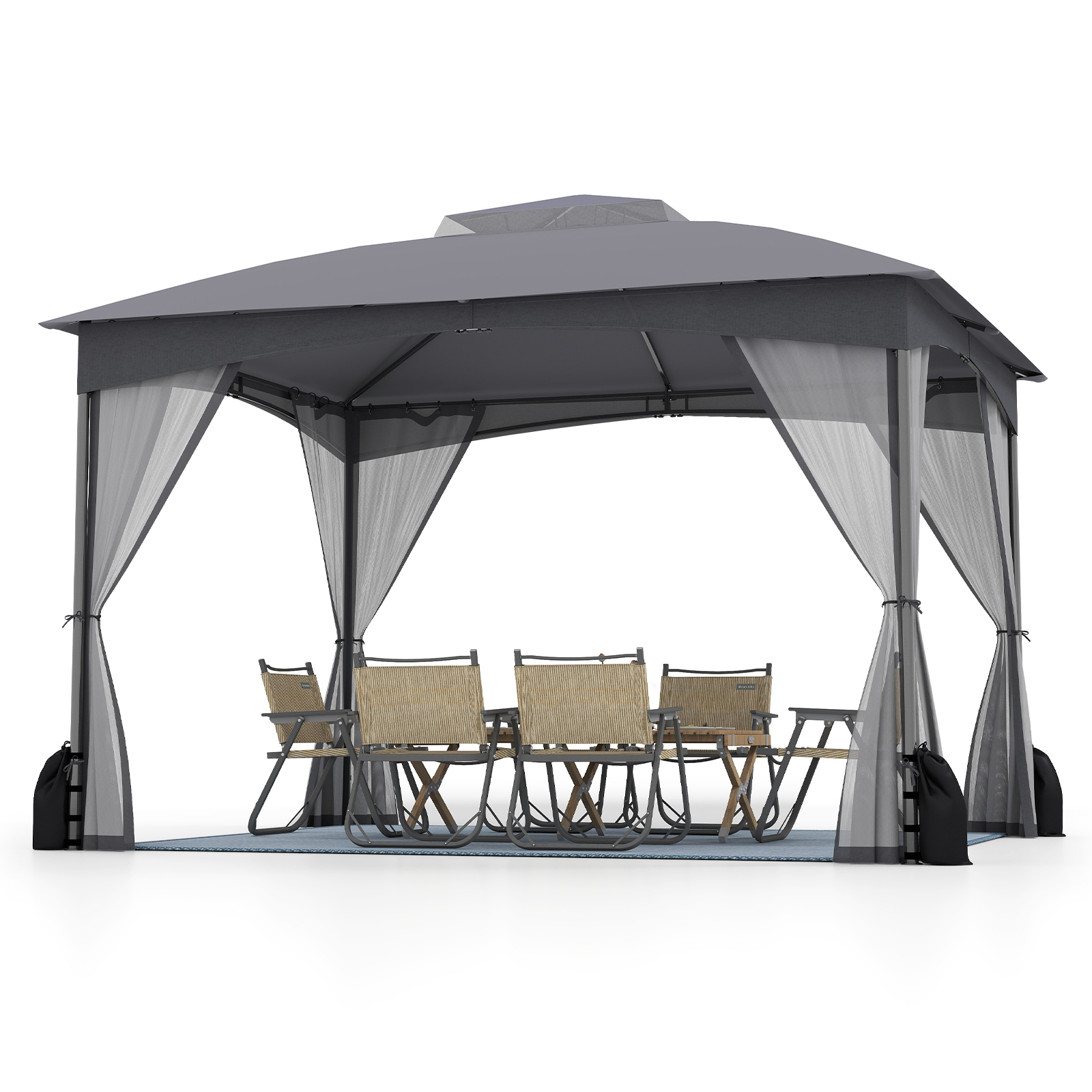 4 liivakoti 4 sääsevõrgu ja topeltkatusega ilmastikukindel pop-up aiatelk ning talvekindel terrassipaviljon (3x3 6 m)