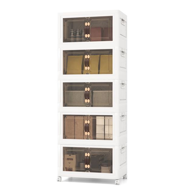 Kokkupandav kaanega hoiukast 316 L karbid 5 plastkarbist koosnev hoiukomplekt virnastatav 169 x 59,9 x 37,5 cm valge