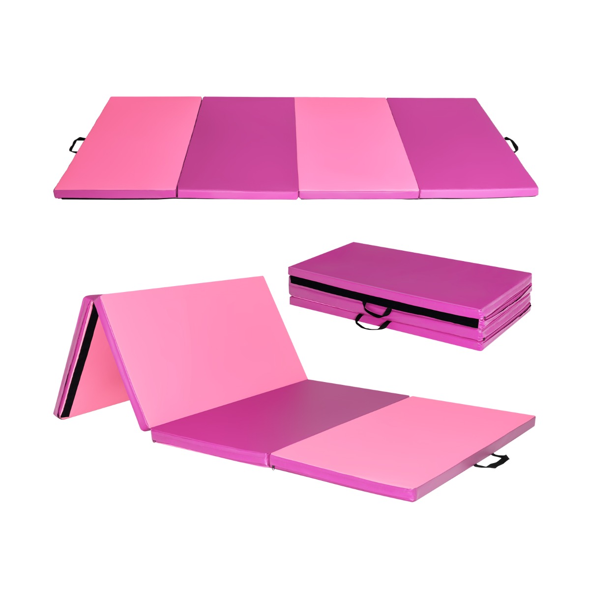 Eemaldatava kunstnahast kattega võimlemismatt 240 x 117 x 5 cm punane roosa