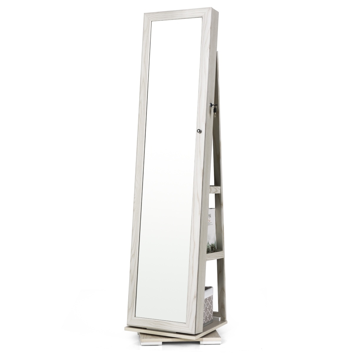 360° pöörlev ehtekapp 2-ühes ehtekapp 39 x 39 x 161 cm valge