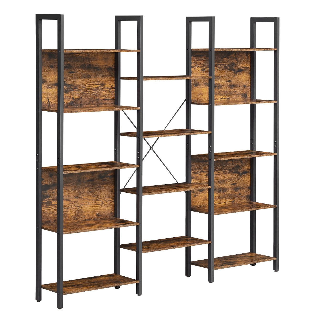 Raamaturiiul, 158 x 24 x 166 cm, vintage pruun/must