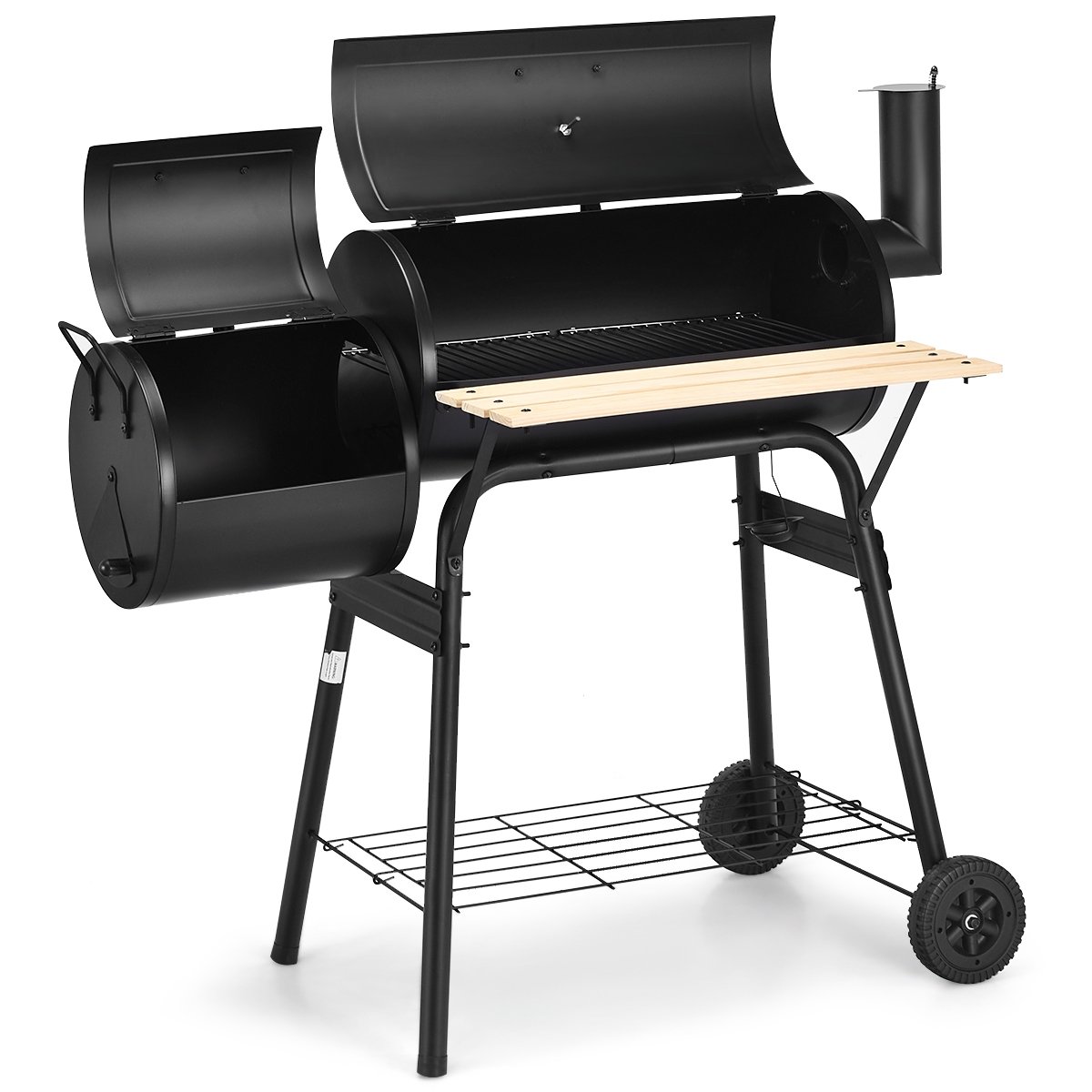 BBQ söegrill ratastega grillkäru kaanega väligrill 115 x 65 x 108 cm must