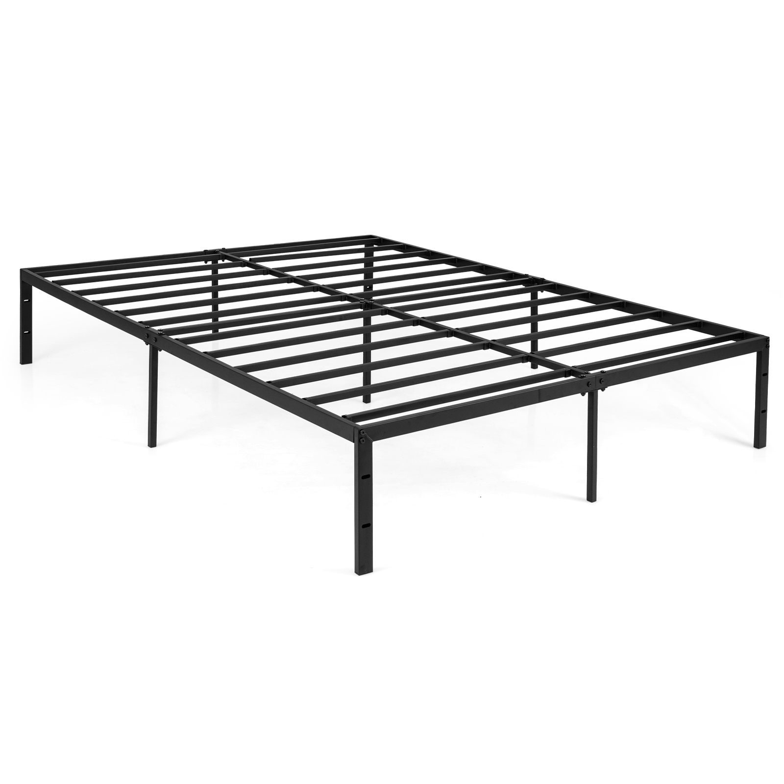 Tugevate liistude ja voodialuse hoiupinnaga suur metallist voodiraam, platvormvoodi 160x200 cm madratsile (ei vaja eraldi aluspõhja), must