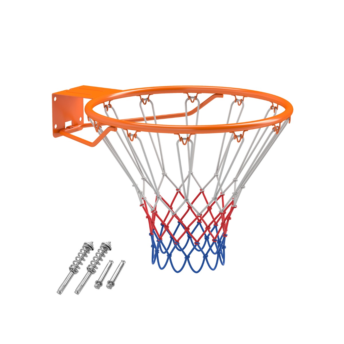 45 cm asenduskorvpallirõngas seinale kinnitatava kahe vedruga korvpallivärava äärisega sise- ja siseruumidesse, oranž