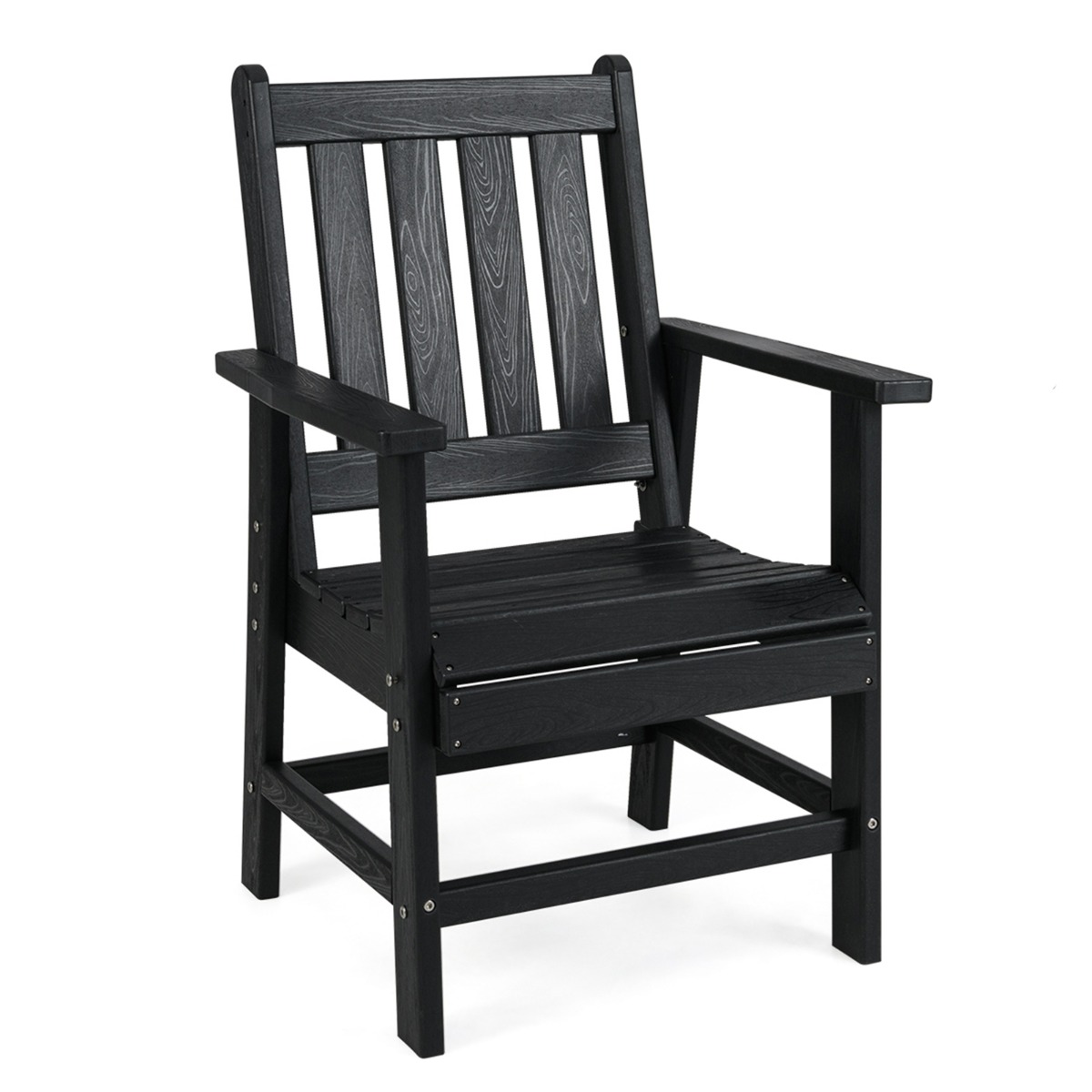 Aiatool plastikust ilmastikukindel rõdutool hdpe-st puiduimitatsiooniga must aiatugitool