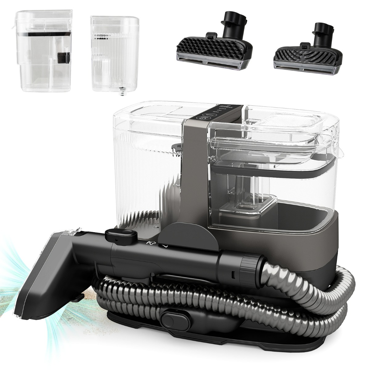 1800W vaibapuhastusmasin aurupuhastuse, steriliseerimise, kuuma ja külma veega puhastamise, võimsa 17 kPa imemisvõimsusega, must