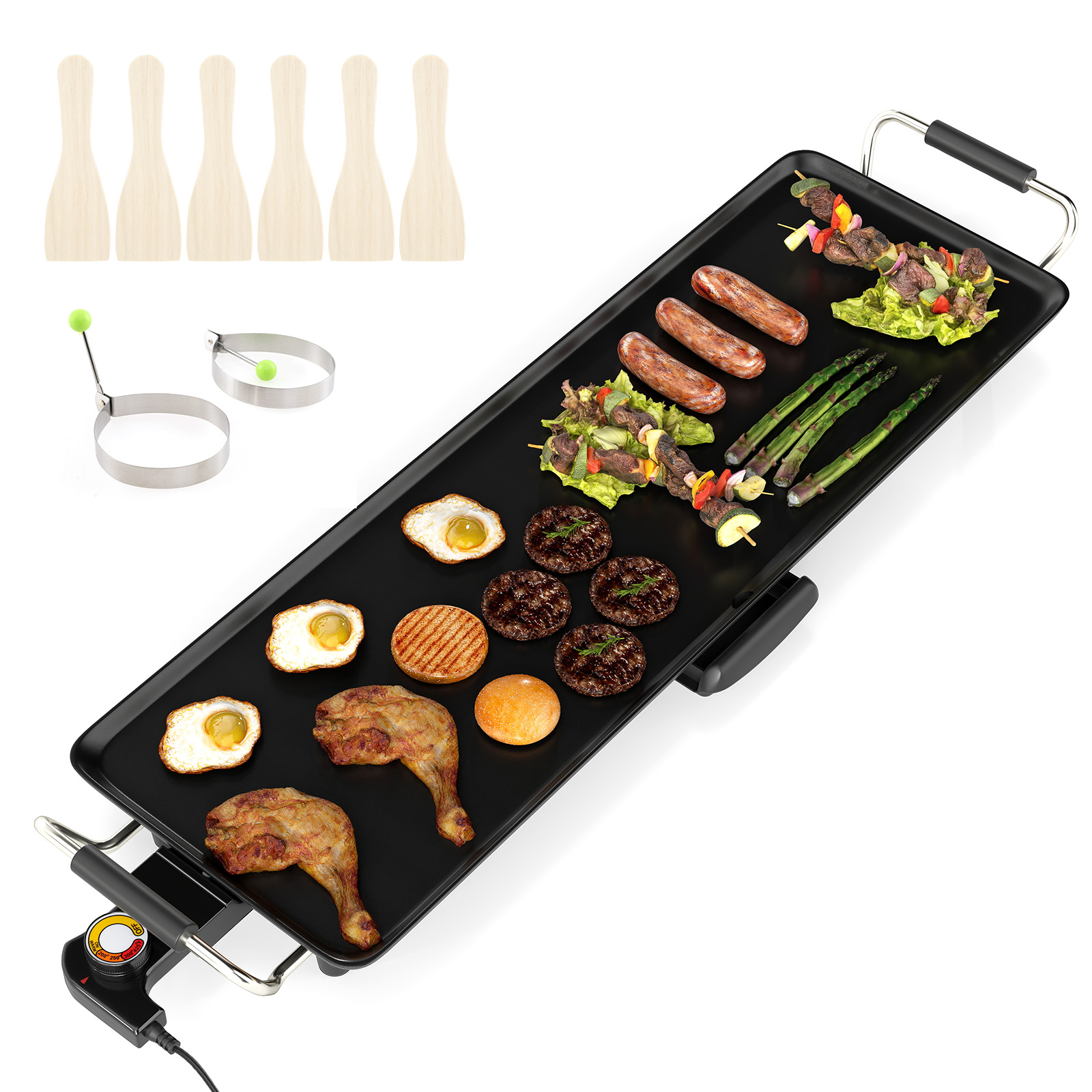 70 cm elektriline grillplaat mittenakkuva pinnaga, reguleeritava temperatuuri termostaadi ja teppanyaki grilli tilkumisalusega