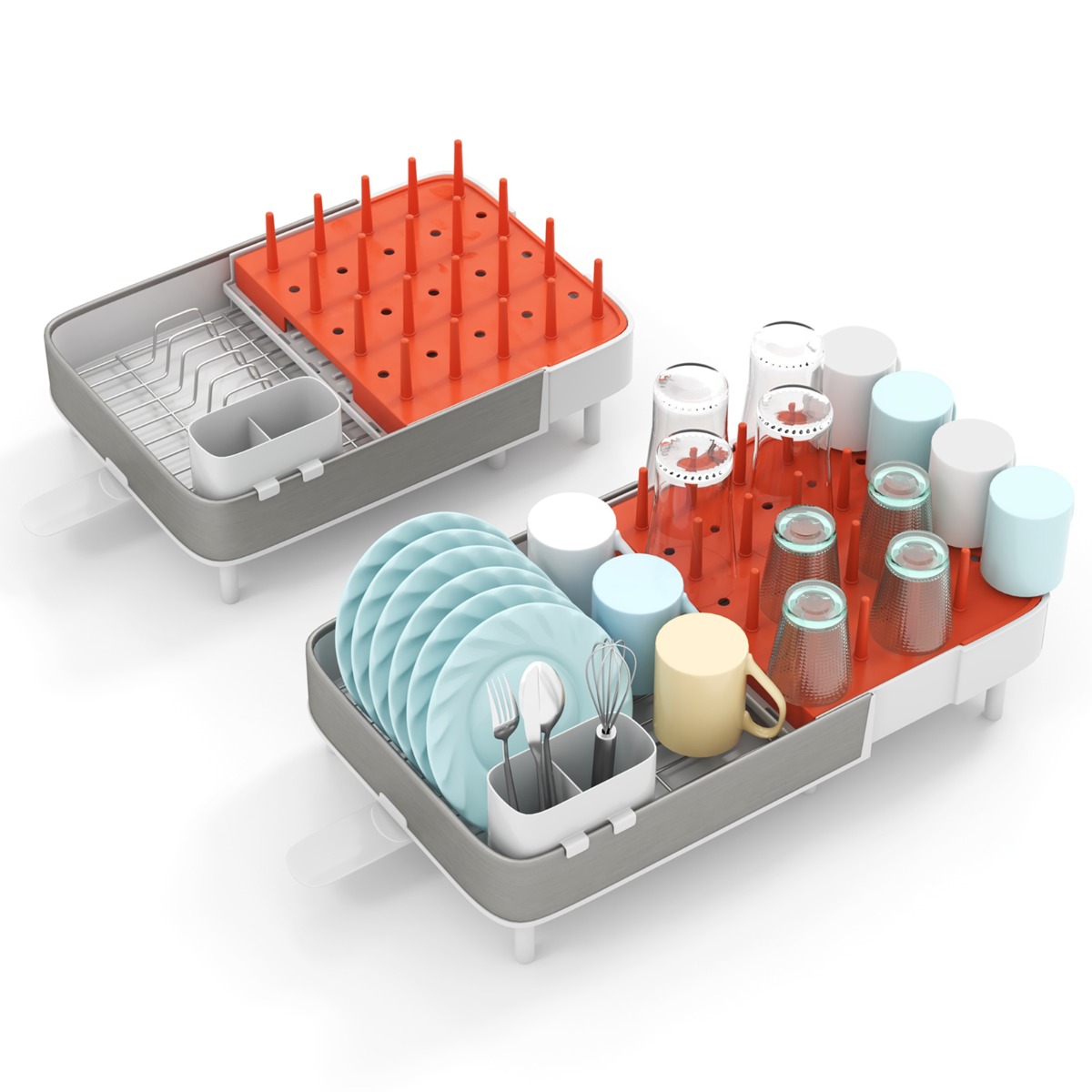 Reguleeritav eemaldatava söögiriistade hoidjaga nõude tühjendusava
