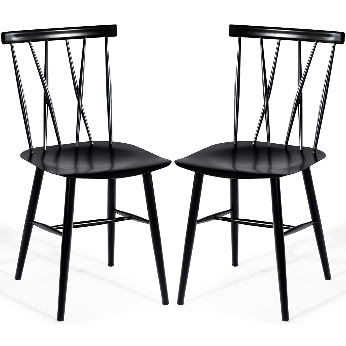 2 metallist söögitoolist koosnev komplekt 43,5 cm istmekõrgusega X-kujuline seljatugi 2 komplektne tööstuslik trattoria tool