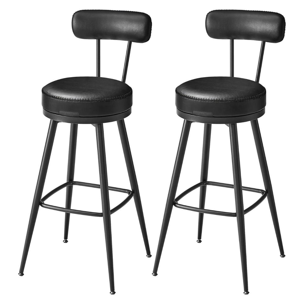 EKHO kollektsioon - 360° pöörlevad baaripukid, 2 tk komplekt, seljatoega, 76 cm, kunstnahk, tindimust