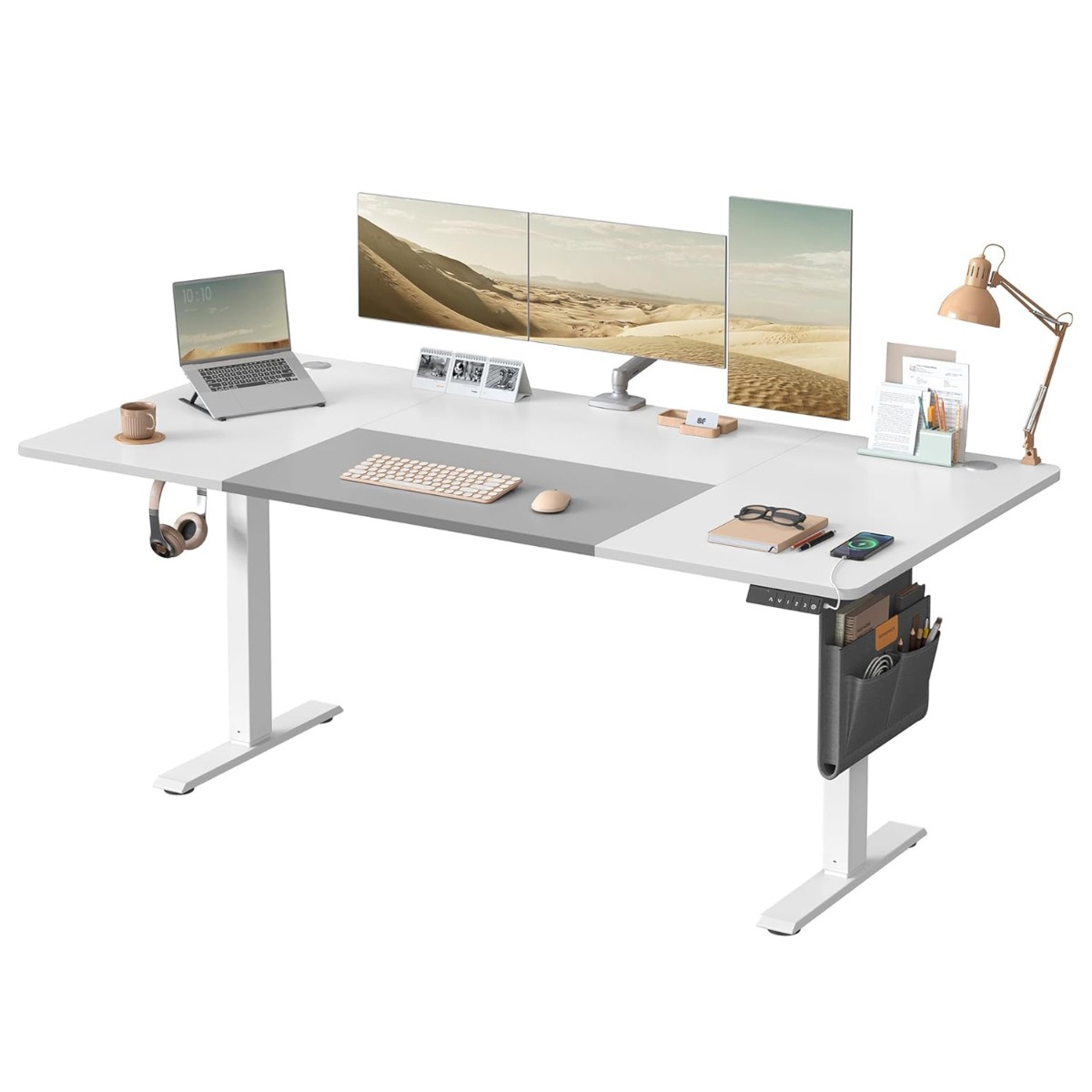 Elektriliselt reguleeritava kõrgusega kirjutuslaud 180 x 80 x (72-120) cm, valge