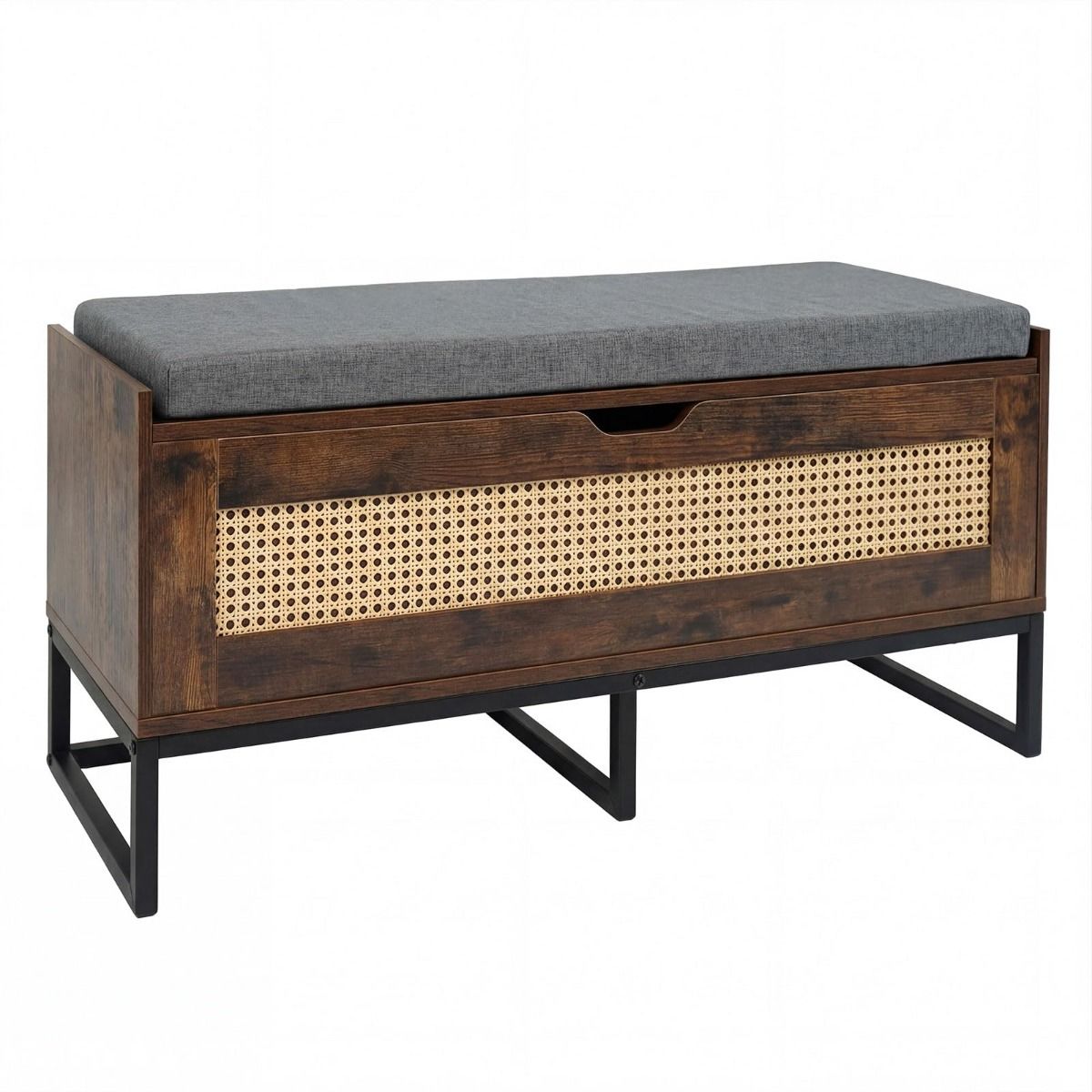 Rotangist kingakapp, punutud kingapink polsterdatud istmega, maalähedane pruun