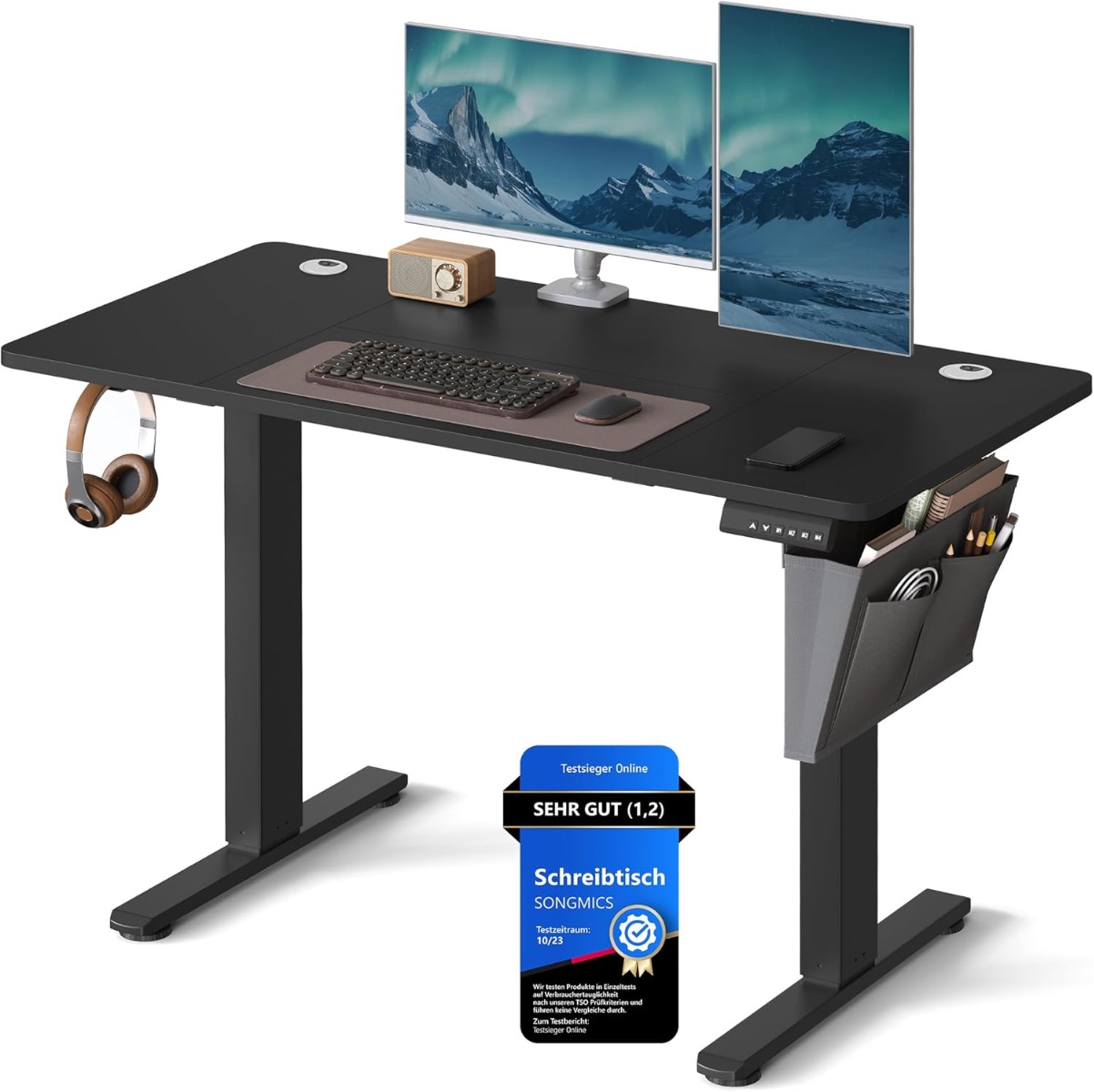 Elektriliselt reguleeritava kõrgusega kirjutuslaud 60 x 120 x (72-120) cm, must