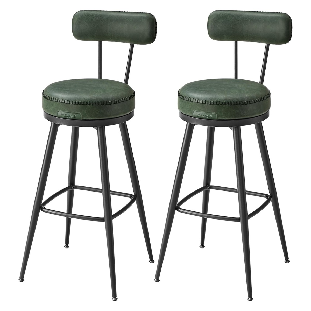 EKHO kollektsioon - 360° pöörlevad baaripukid, 2 tk komplekt, seljatoega, 76 cm, kunstnahk, metsaroheline