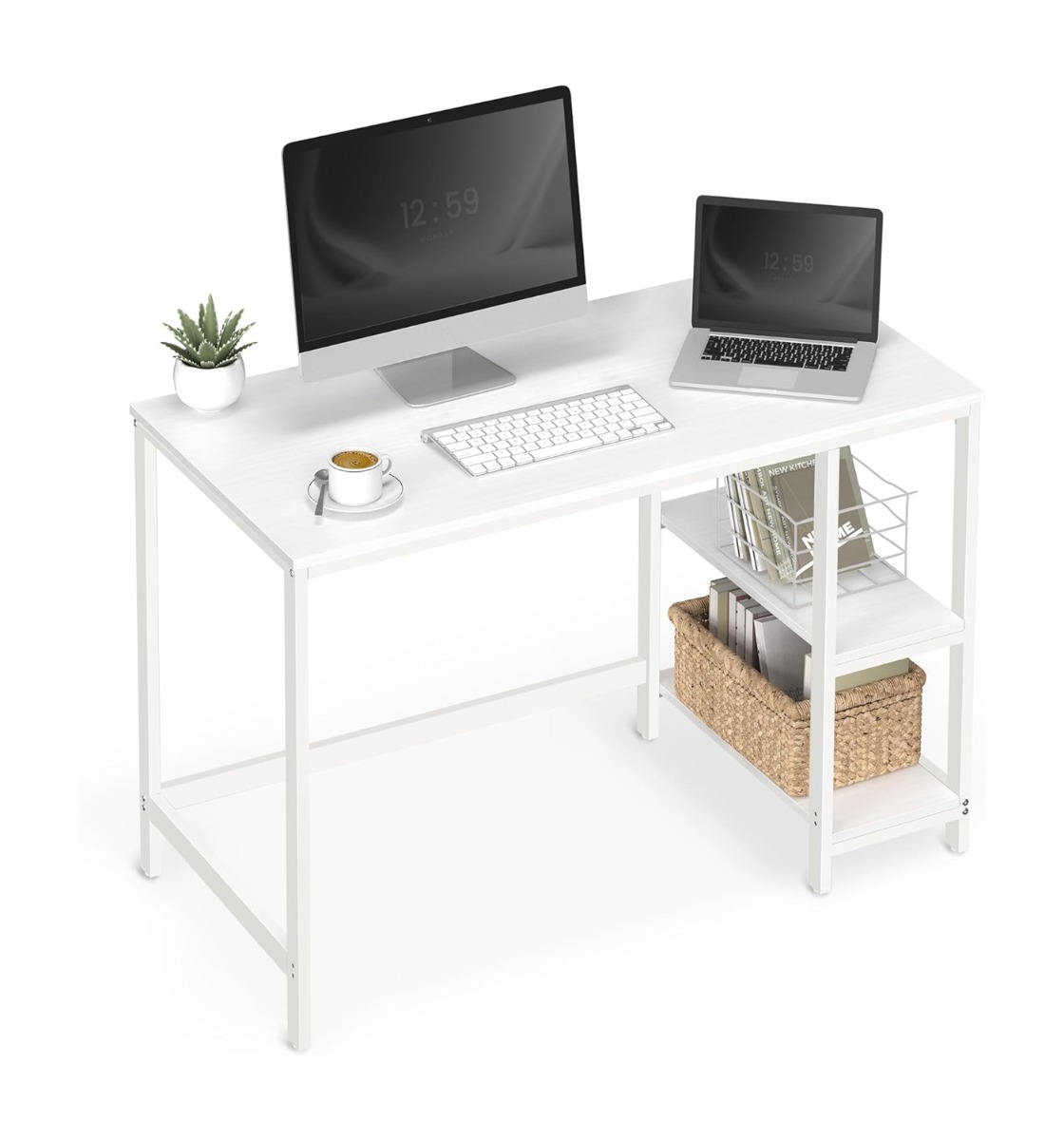 Kirjutuslaud 2 riiuliga moodne vahtravalge