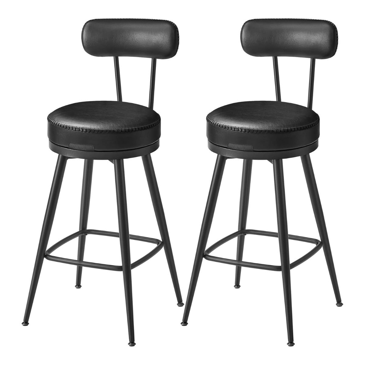 EKHO kollektsioon - 360° pöörlevad baaripukid, 2 tk komplekt, seljatoega, 65 cm, kunstnahk, tindimust