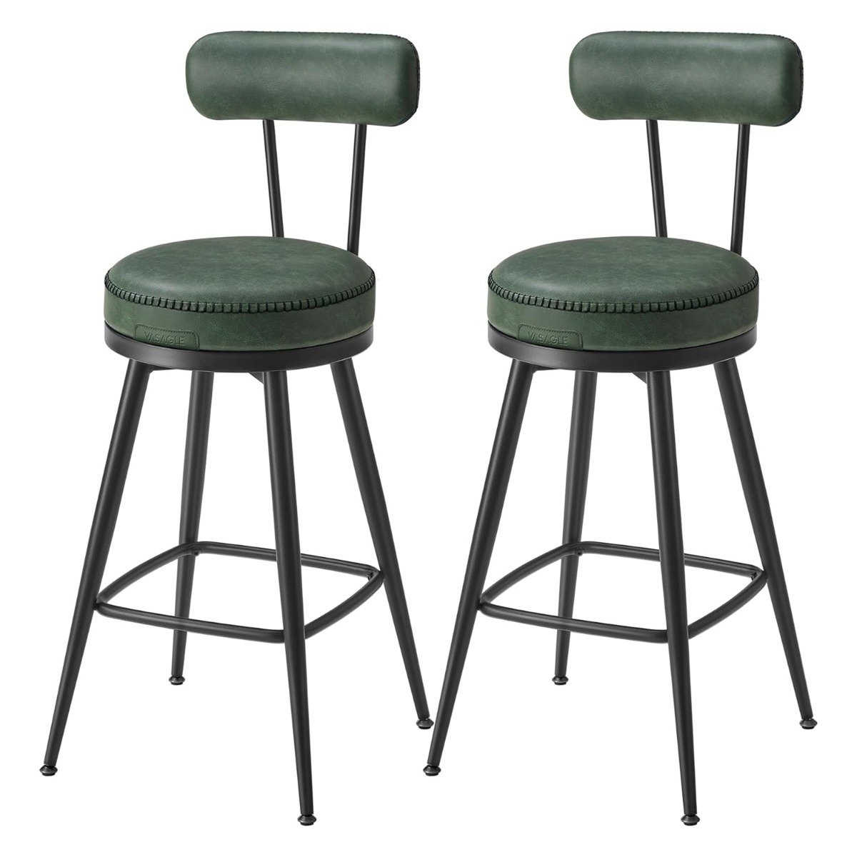 EKHO kollektsioon - 360° pöörlevad baaripukid, 2 tk komplekt, seljatoega, 65 cm, kunstnahk, metsaroheline